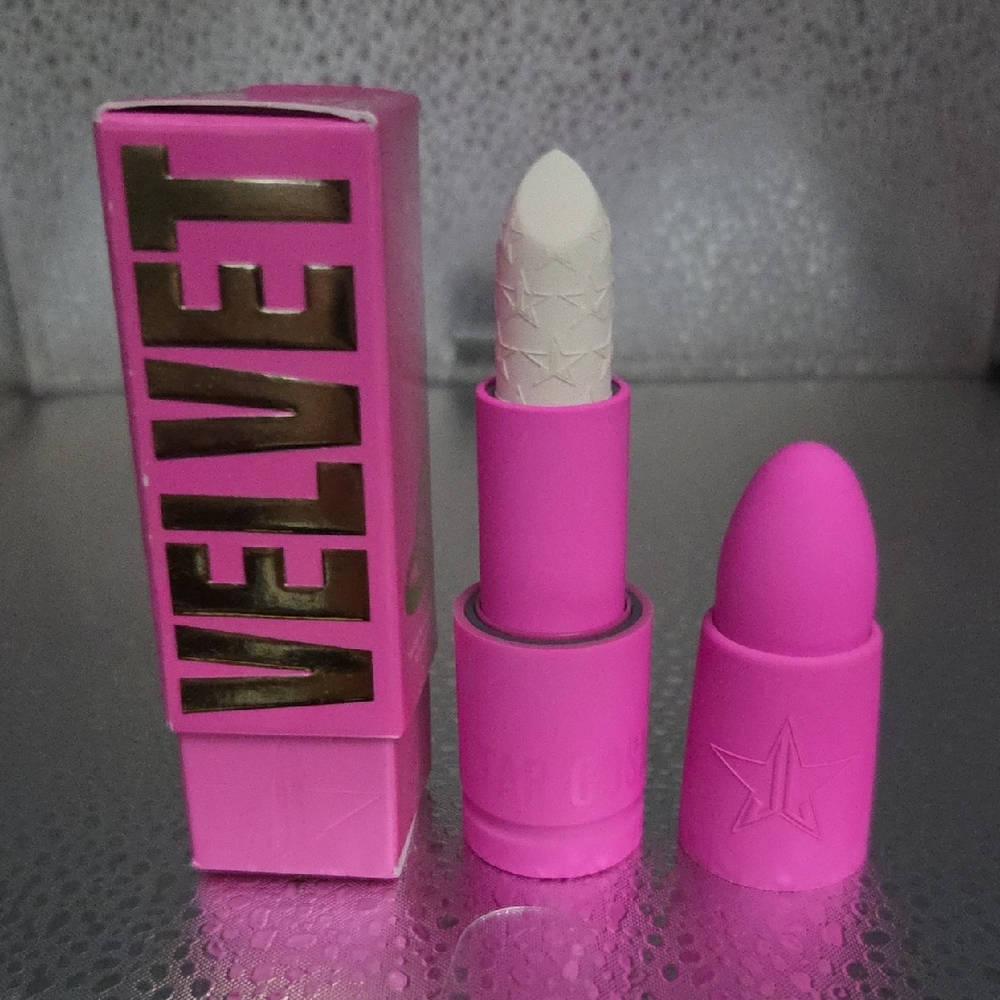 Jeffree Star Velvet White Bullet Lipstick in Bright Pink Tube